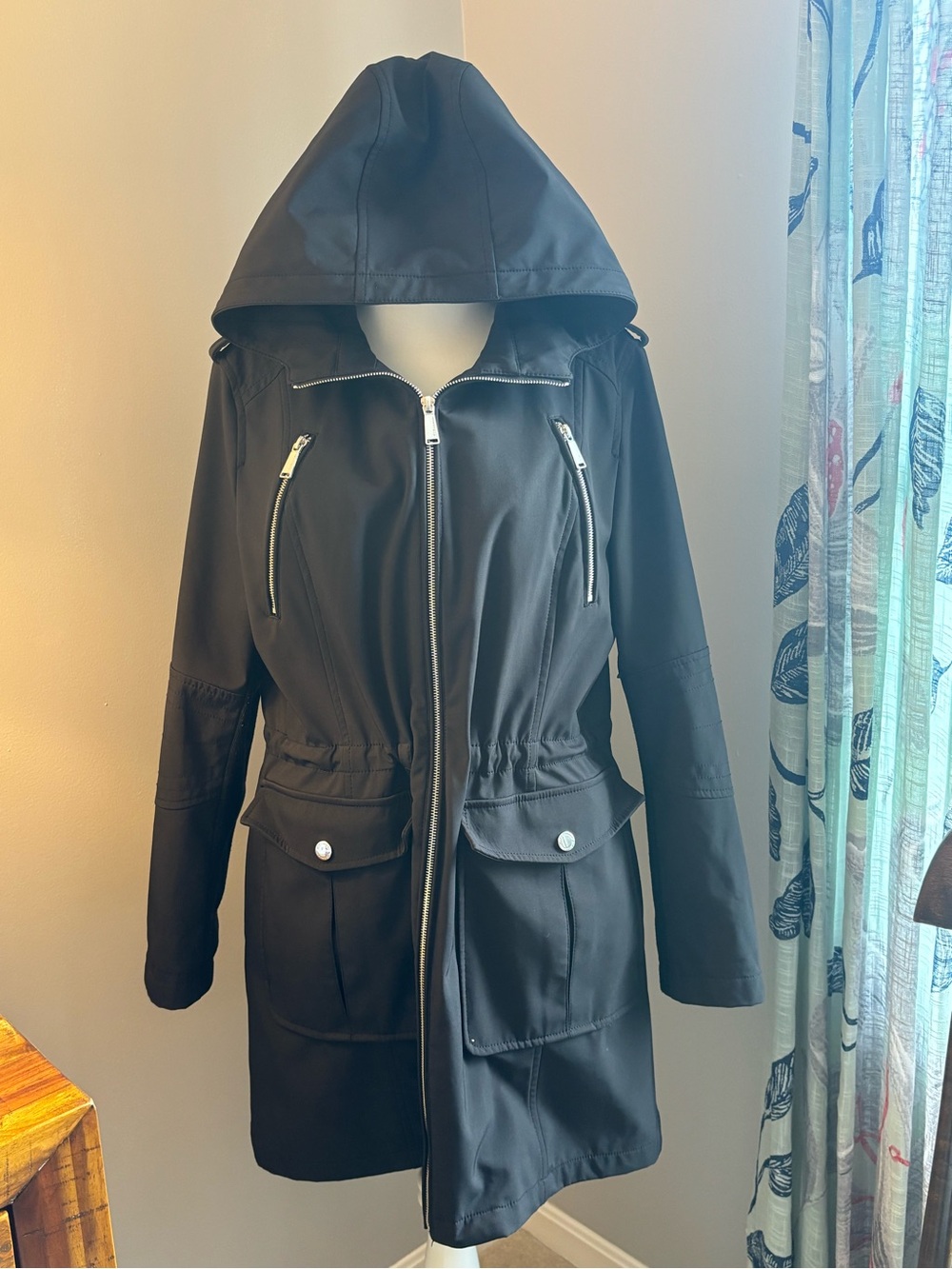 BCBGeneration Black Hooded Rain Coat